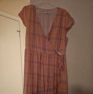 Old Navy Asymmetrical Plaid Dress in Pink and Red